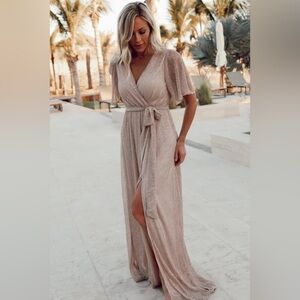 Baltic Born Champagne Sparkle Wrap Maxi Dress